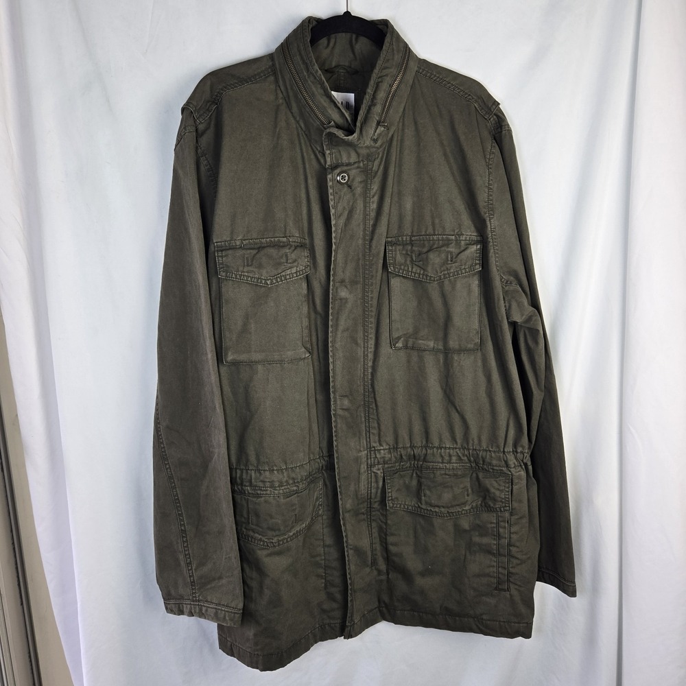 GAP Dark Olive Green Military Fatigue Jacket Zip-Out Hood Mens XXL Gorpcore